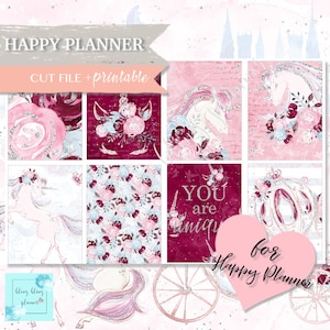 Happy Planner Valentine bezpłatnymi, naklejki planista jednorożca, miłość Happy Planner naklejki, zestaw Anniversary Planner, naklejki jednorożca Weekly
