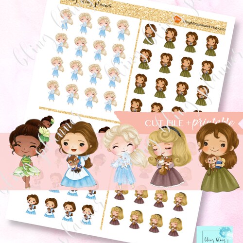 PRINTABLE Cute PRINCESS STICKERS Printable Elsa Stickers - Etsy