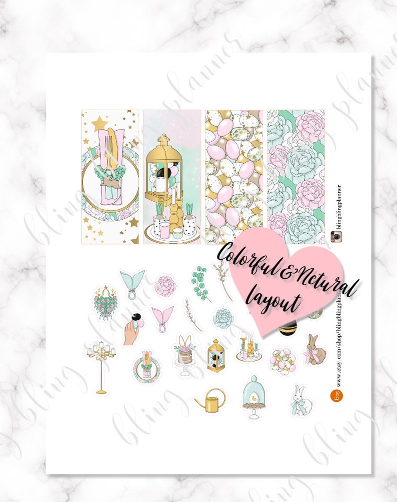 EASTER PLANNER STICKERS Printable, April Planner Stickers, Printable ...
