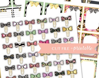 HALF BOX Printable Sticker, bow paperclip sticker, printable full box sticker, Date Cover Printable, Functional bundle stickers, January