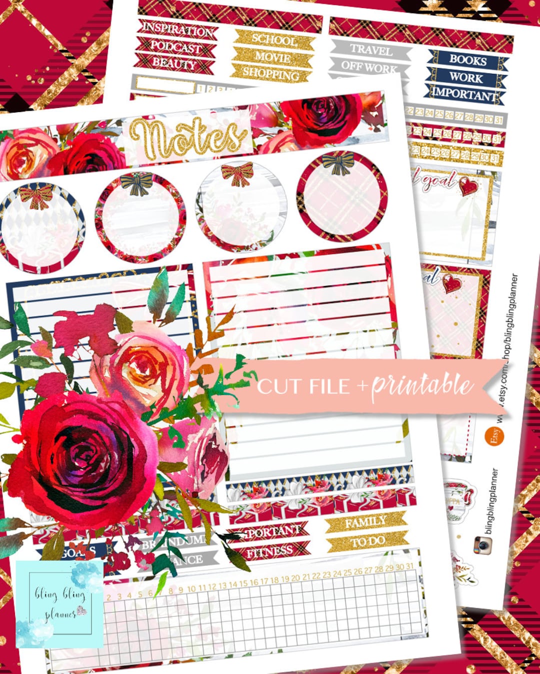 December Notes Decorations DECEMBER NOTE PAGE Sticker, December Notes Page, Printable Note Page ...