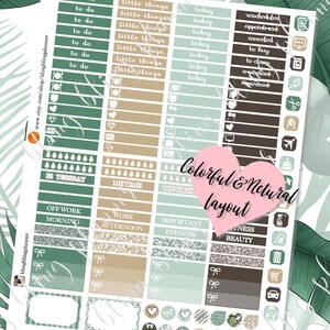 May include: A set of colorful planner stickers with a tropical theme. The stickers feature various designs, including to-do lists, time management labels, and decorative elements. The stickers are perfect for organizing and personalizing planners.