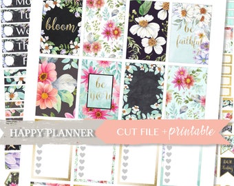 HAPPY PLANNER 365 STICKERS, Spring Flower Planner Sticker, weekly planner kit, printable weekly kit, printable planner stickers, hp stickers