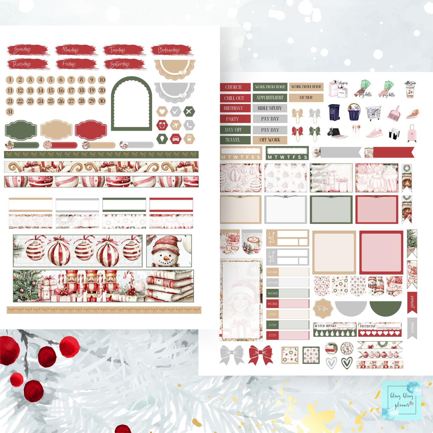 HAPPY PLANNER Christmas Planner Sticker, Classic Hp Planner December