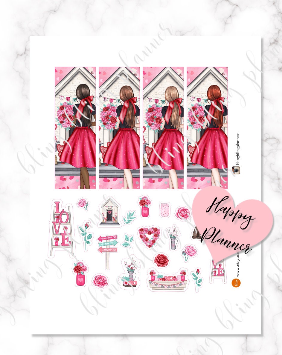 VALENTINES DAY PRINTABLE Happy Planner Stickers, Happy Planner February ...
