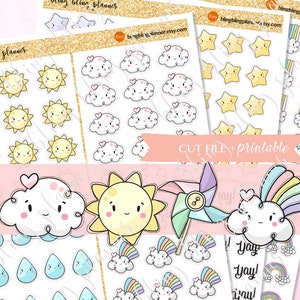 WEATHER PLANNER STICKERS Printable, weather icons printable, weather sticker kit, functional sticker, for Erin Condren, for Happy Planner