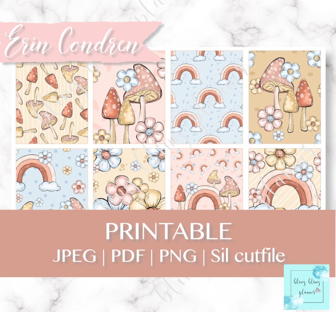 MUSHROOM PRINTABLE PLANNER Stickers, Spring Planner Sticker, Flower ...