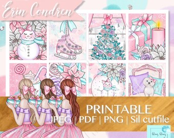 PINK CHRISTMAS PLANNER Stickers, printable christmas stickers, Fashion weekly kit, christmas planner kit, printable planner stickers, xmas