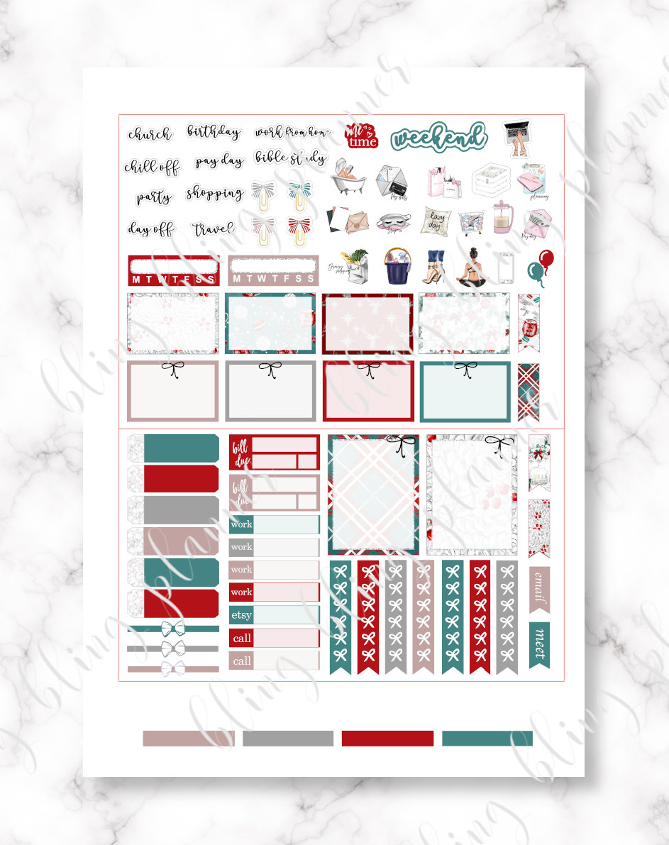 PRINTABLE CHRISTMAS KIT Weekly Printable Planner Stickers - Etsy