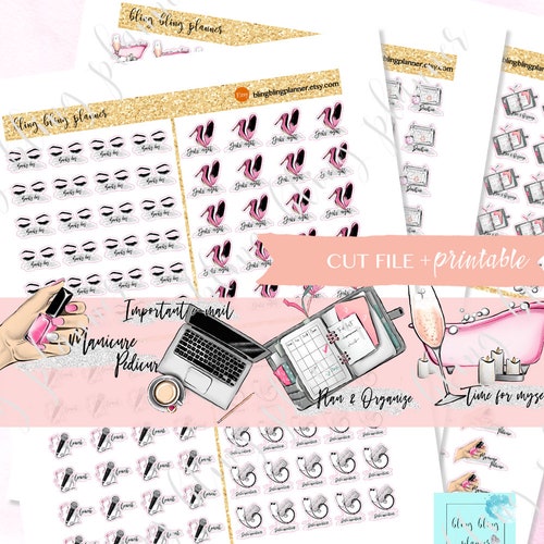 PLANNING FUNCTIONAL STICKERS Beauty Printable Stickers Me - Etsy