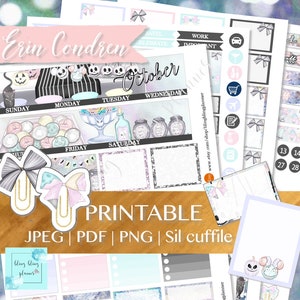 KIT MENSAL DE OUTUBRO para impressão, kit de planejador mensal, kit de pacote de outubro, adesivo de planejador de Halloween, adesivo de planejador imprimível, kit mensal ec