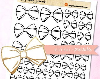 FOIL READY BOW Planner Stickers, Big bow stickers, Foil Planner Sticker, foil ready printable, foil sticker, for Erin Condren, happy planner