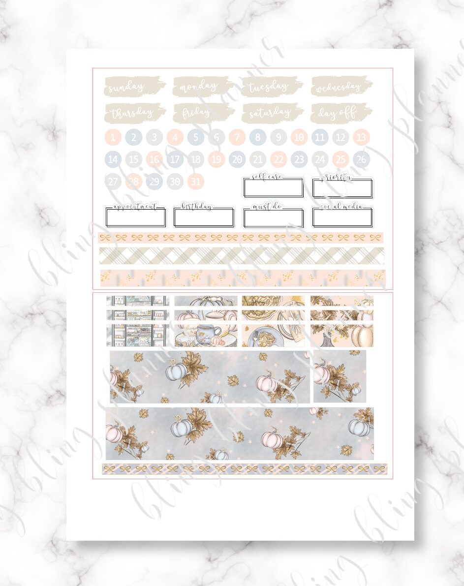 THANKSGIVING PLANNER STICKERS, Printable Planner Sticker Kit, Autumn ...