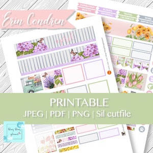 APRIL MONTHLY VIEW Printable kit , April planner stickers, Flower Printable Planner Stickers, monthly view sticker, Erin condren April view