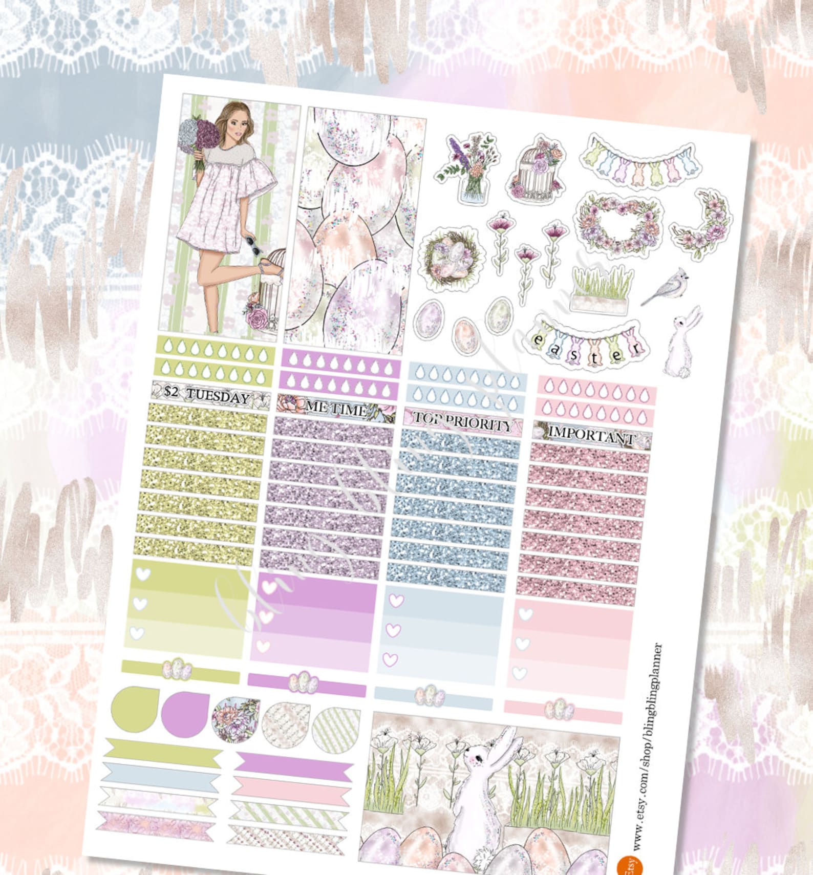 PRINTABLE PLANNER STICKERS, Spring Planner Weekly Kit, Flower Planner ...