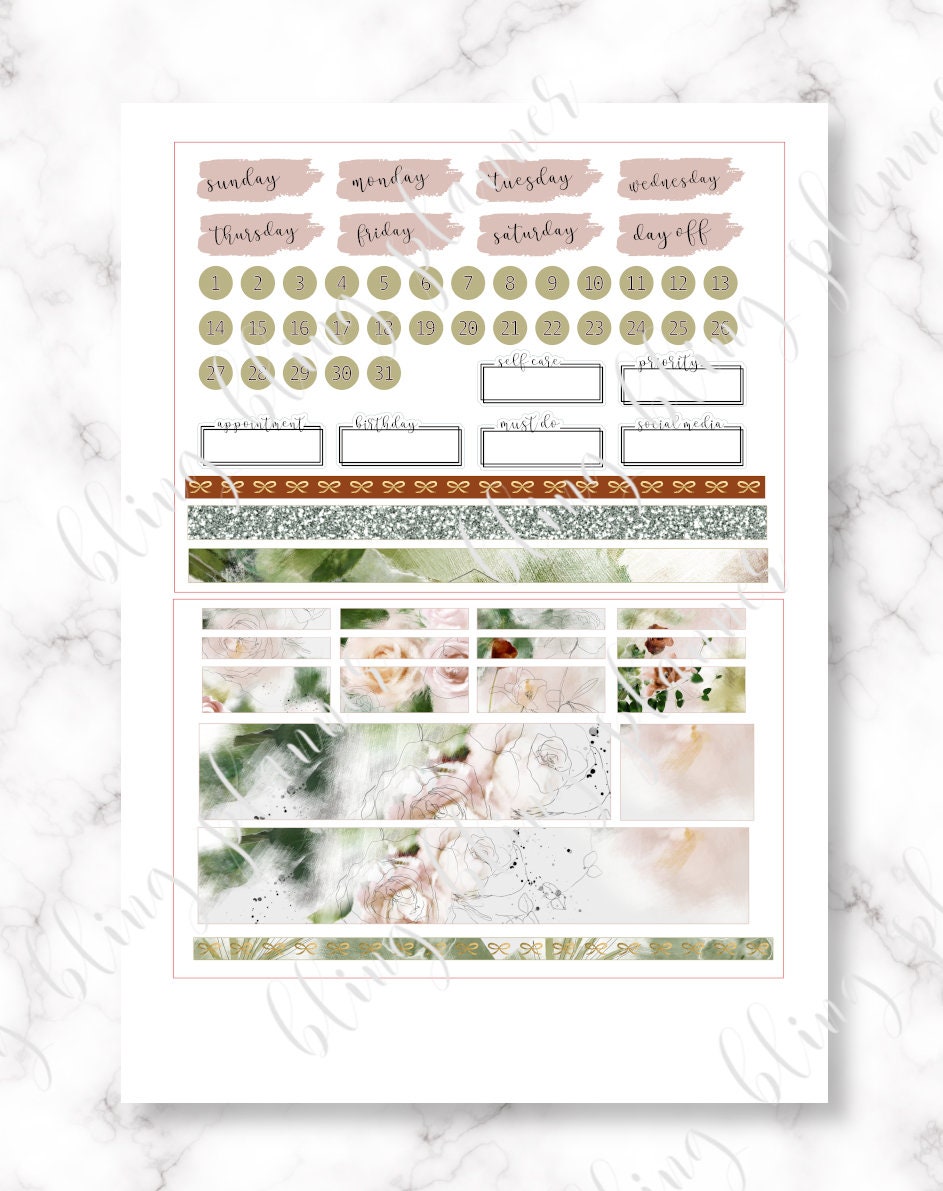 SPRING FLORAL PRINTABLE Planner Sticker, Spring Printable Weekly Kit ...