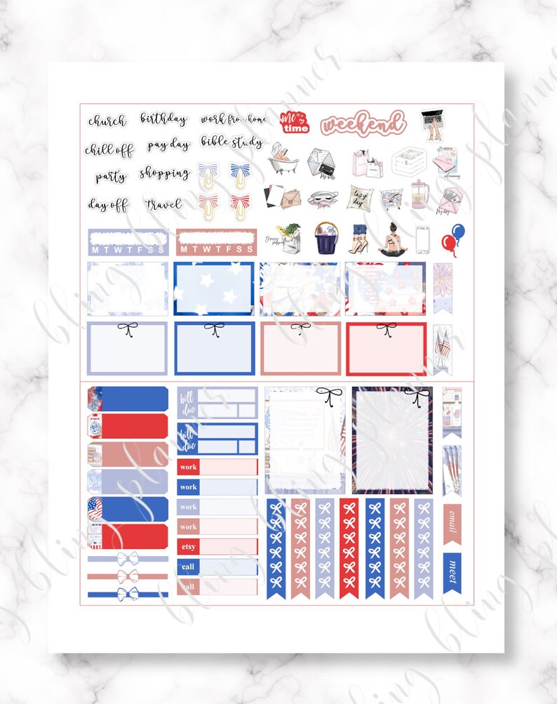 4th of JULY PRINTABLE PLANNER Kit Independence Day Planner - Etsy