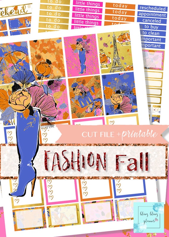 FALL PLANNER PRINTABLE, Fall Girl Stickers, Fall Printable stickers, digital weekly planner sticker, printable weekly kit, for erin condren