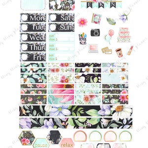 HAPPY PLANNER 365 STICKERS, Spring Flower Planner Sticker, weekly planner kit, printable weekly kit, printable planner stickers, hp stickers image 4