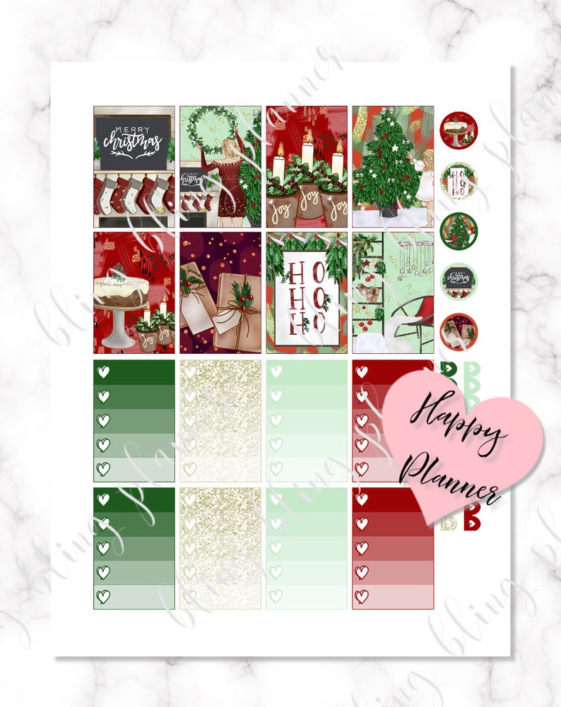 HAPPY PLANNER Christmas STICKER, happy planner printable, Happy Planner Holiday kit, Printable Christmas weekly, printable Christmas sticker image 2