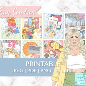 SPRING PRINTABLE PLANNER Stickers, Spring Girl Planner kit, Cricut planner stickers, spring stickers for erin condren printable stickers