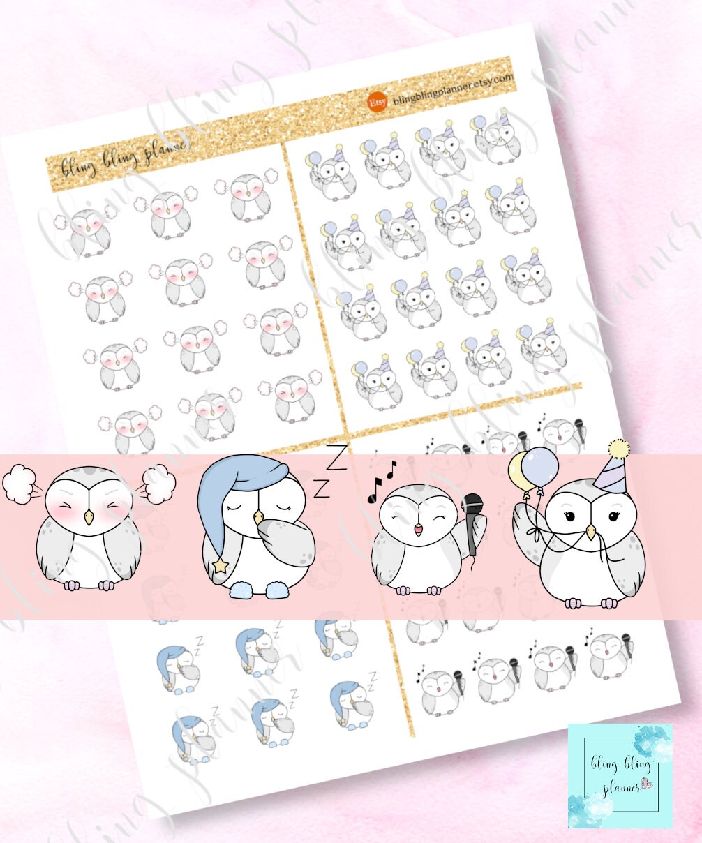 DAILY PLANNING Stickers Printable Owl Sticker Icon Printable | Etsy