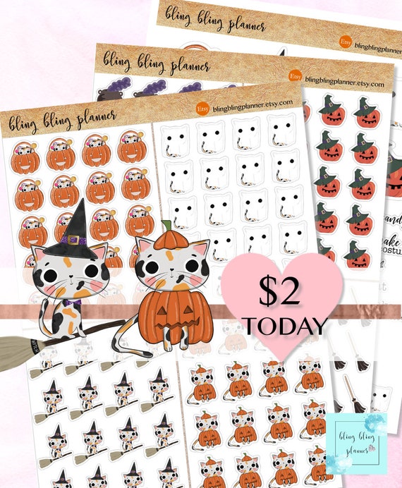 PRINTABLE HALLOWEEN Stickers, Lovable Halloween deco, printable stickers halloween, Cat Stickers, Witch deco, Oct planner sticker, 2 greenback graphic regarding Halloween Stickers Printable named PRINTABLE HALLOWEEN Stickers, Adorable Halloween deco, printable stickers halloween, Cat Stickers, Witch deco, Oct planner sticker, 2 greenback