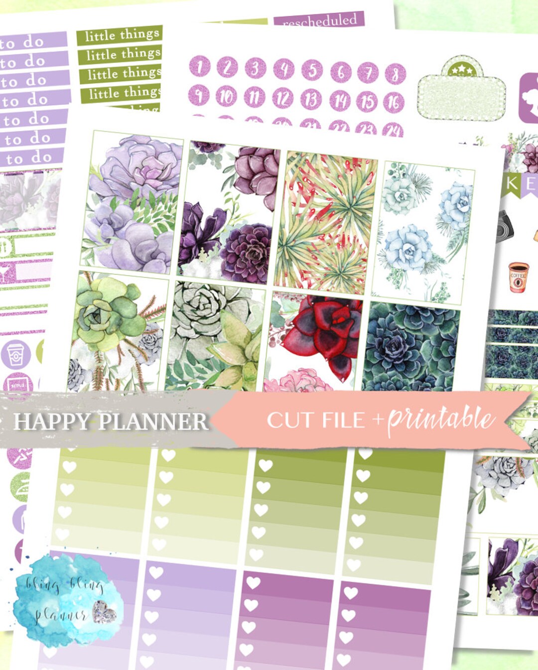 HAPPY PLANNER PRINTABLE Sticker, Cactus Planner Stickers, Hp Printable ...
