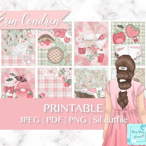 STRAWBERRY PRINTABLE PLANNER Sticker, Spring Printable sticker Kit, picnic weekly, erin condren printable planner sticker, printable week