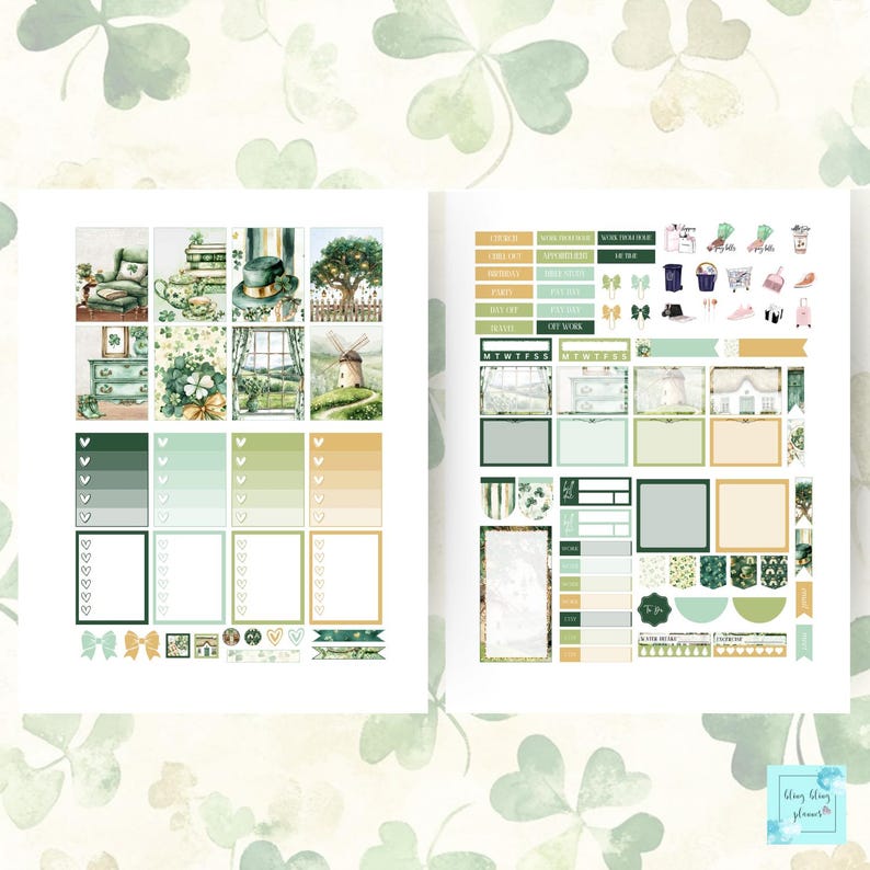 St Patrick Day PRINTABLE PLANNER Stickers Weekly Kit Erin Condren ...