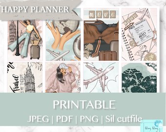 SUMMER TRAVEL Happy PLANNER Stickers, Summer Vacation printable Stickers, Happy Planner travelling sticker, summer holiday printable sticker