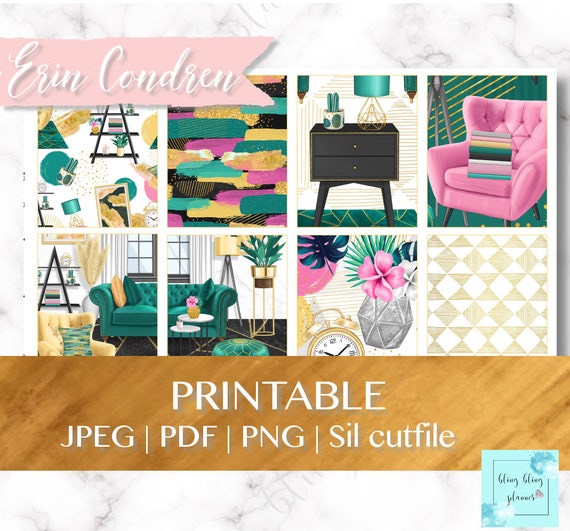 HOME planner STICKERS, Green Planner Stickers, plant planner stickers, full weekly kit, printable weekly kit, cozy home, spring weekly kit
