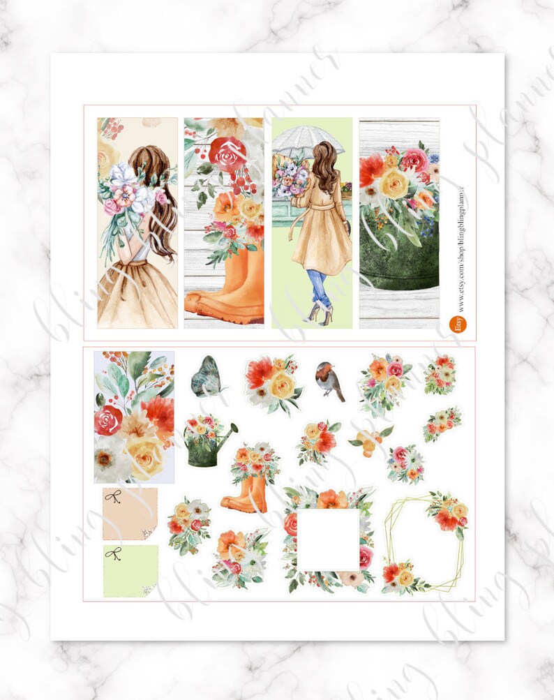 FLORAL PRINTABLE PLANNER Stickers Flower Market Erin Condren - Etsy