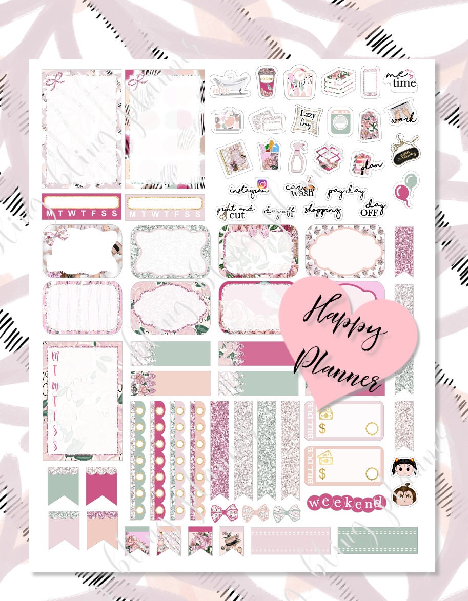 FLORAL PRINTABLE PLANNER Stickers Happy Planner Weekly Kit | Etsy