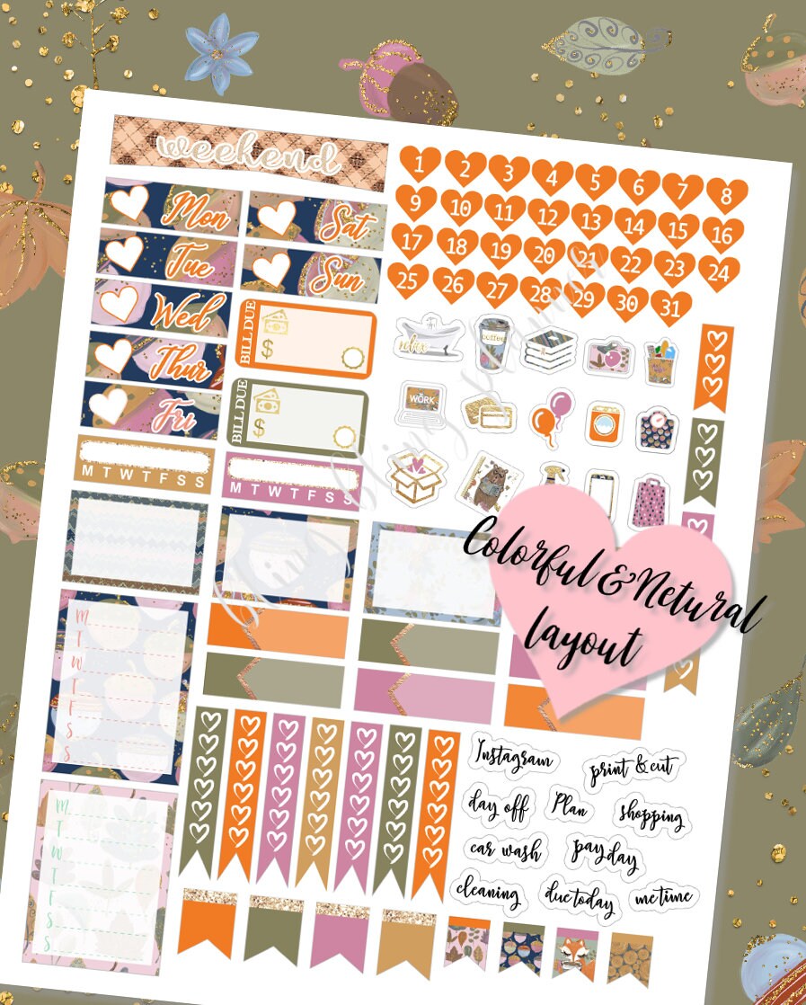 FALL PLANNER STICKER Kit Fall Printable Weekly Fox Planner - Etsy