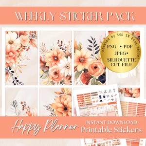 Adesivo HAPPY PLANNER, adesivo floral de outono, kit de adesivos de flores HP, diário digital, kit de adesivos semanais, kit de adesivos de outubro HP clássico