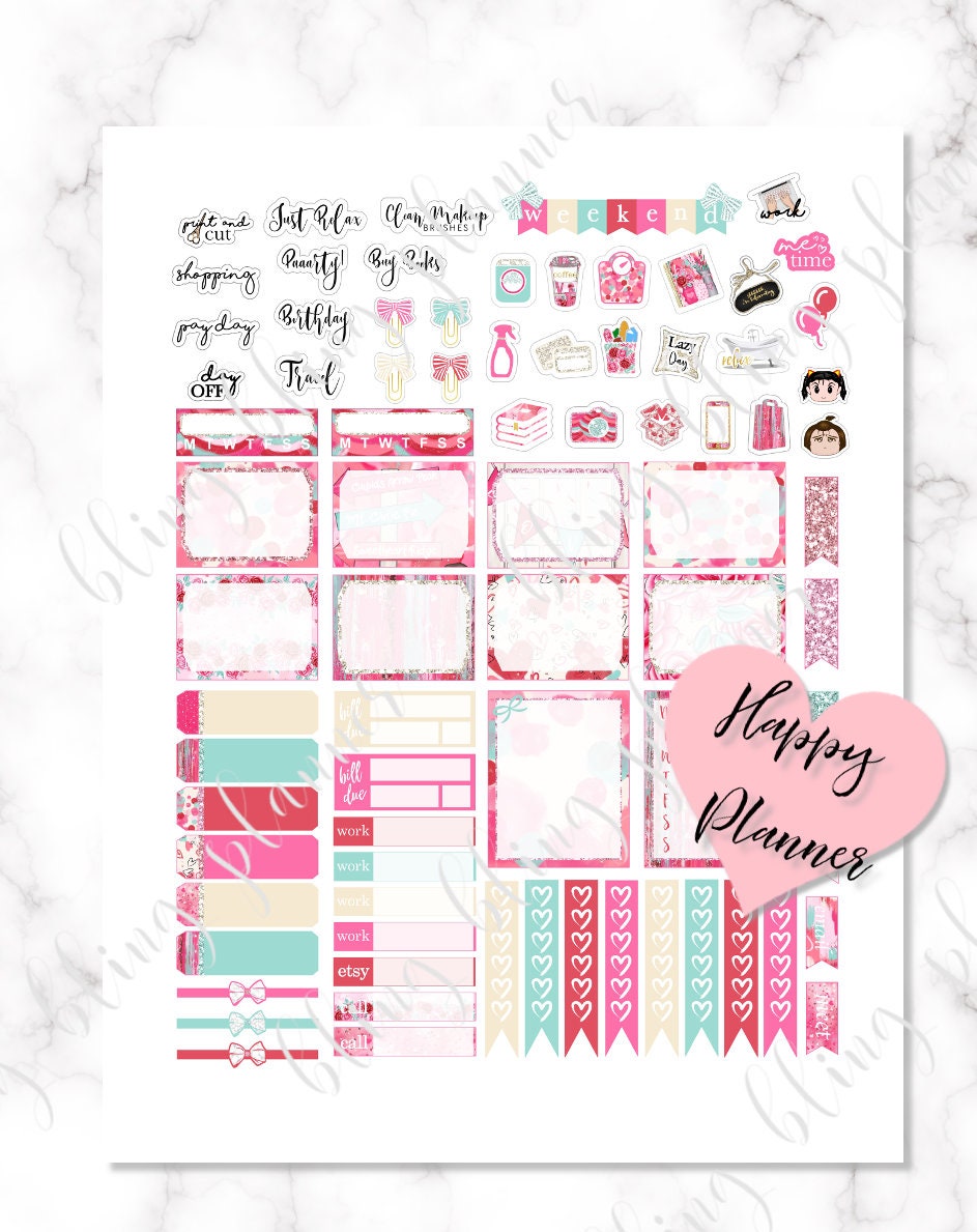 VALENTINES DAY PRINTABLE Happy Planner Stickers, Happy Planner February ...