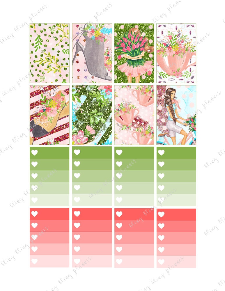 HAPPY PLANNER WEEKLY Printable, Spring Sticker Kit, Printable Planner ...
