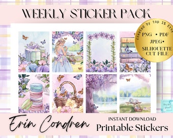 SPRING PRINTABLE Planner Sticker for Erin Condren weekly sticker kit floral spring stickers circut sticker printable sticker kit vertical