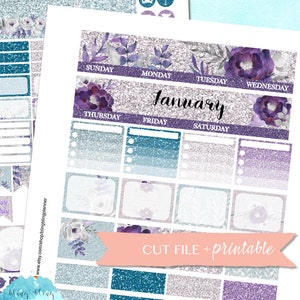 JANUARY MONTHLY KIT, New Year Planner Stickers, 2017 Planner Stickers, Printable Monthly Kit, Digital Monthly View Kit, Erin Condren Sticker