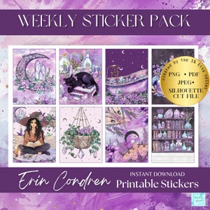 Witchy Erin Condren Planner Sticker, Gothic printable stickers, Witchy planner sticker, ec vertical sticker kit, Silhouette sticker cutfile
