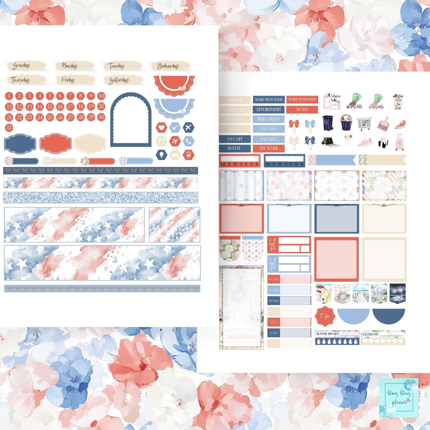 HAPPY PLANNER July 4th Printable Planner Sticker, Classic HP Planner ...