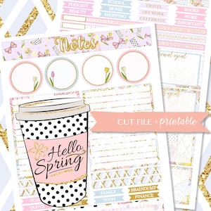PRINTABLE NOTE PAGE Sticker, Easter note page, April monthly view, printable note page, Flower note stickers, printable note stickers, note
