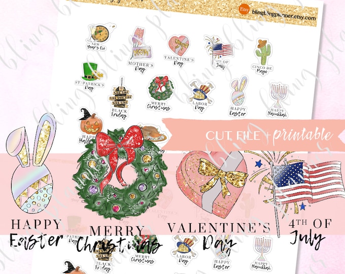 CALENDAR HOLIDAY Planner Stickers Printable Holiday Planner - Etsy