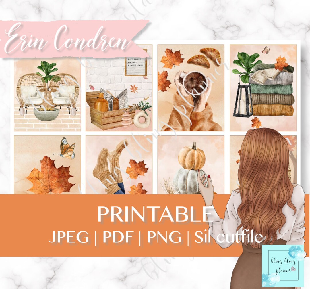 FALL PRINTABLE PLANNER Sticker, Printable Planner Sticker, Autumn ...