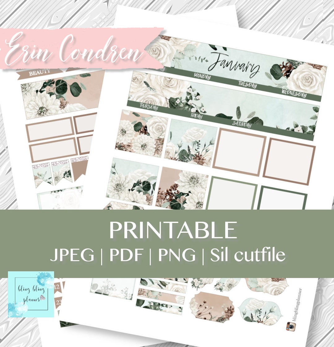 JANUARY PLANNER STICKERS, Printable January Sticker, Erin Condren ...