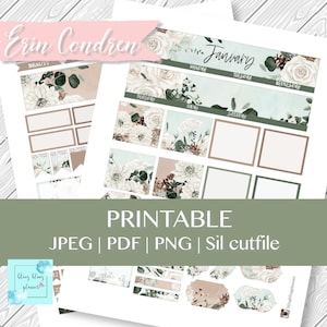 JANUARY PLANNER STICKERS, Printable January Sticker, Erin Condren Monthly, new year monthly kit, Printable Monthly Kit, Erin Condren Janaury