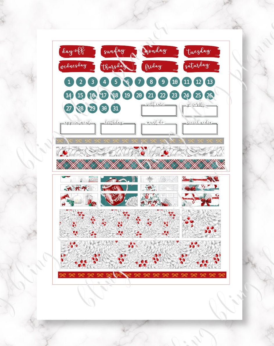 PRINTABLE CHRISTMAS KIT Weekly Printable Planner Stickers - Etsy