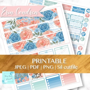 AUGUST MONTHLY Printable sticker, August Monthly View, Summer monthly kit, printable monthly planner sticker, monthly view for Erin Condren