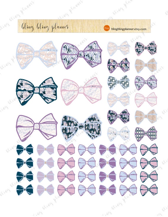 BOW PRINTABLE STICKERS, Printable Planner Stickers, Printable Bow Sticker,  Functional Planner Sticker, Big Bow, Blingblingplanner, Small Bow 
